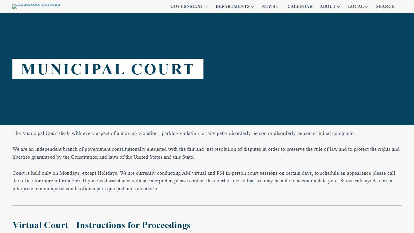 Municipal Court — Middlesex Borough