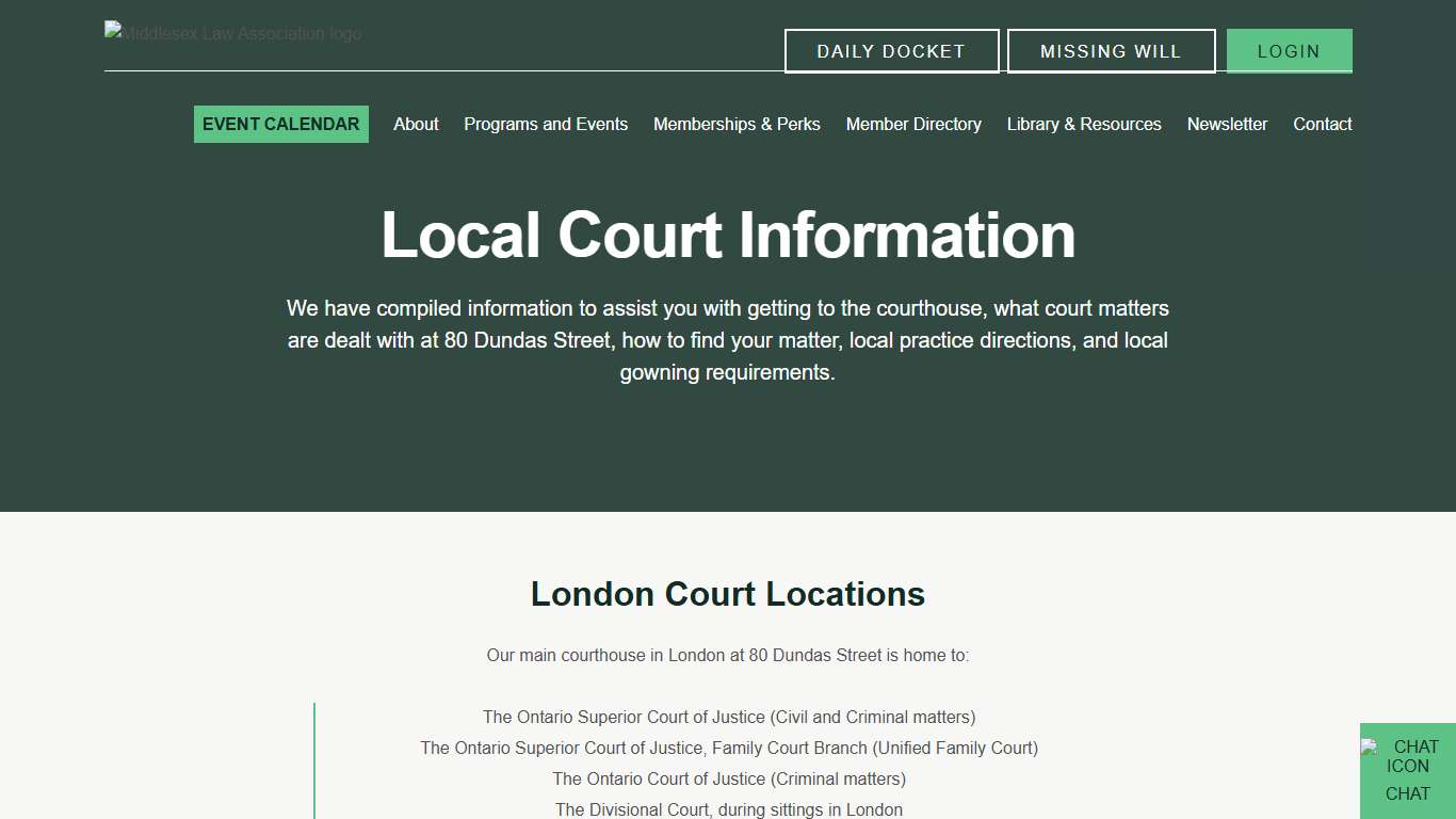 Local Court Information Middlesex Law Association